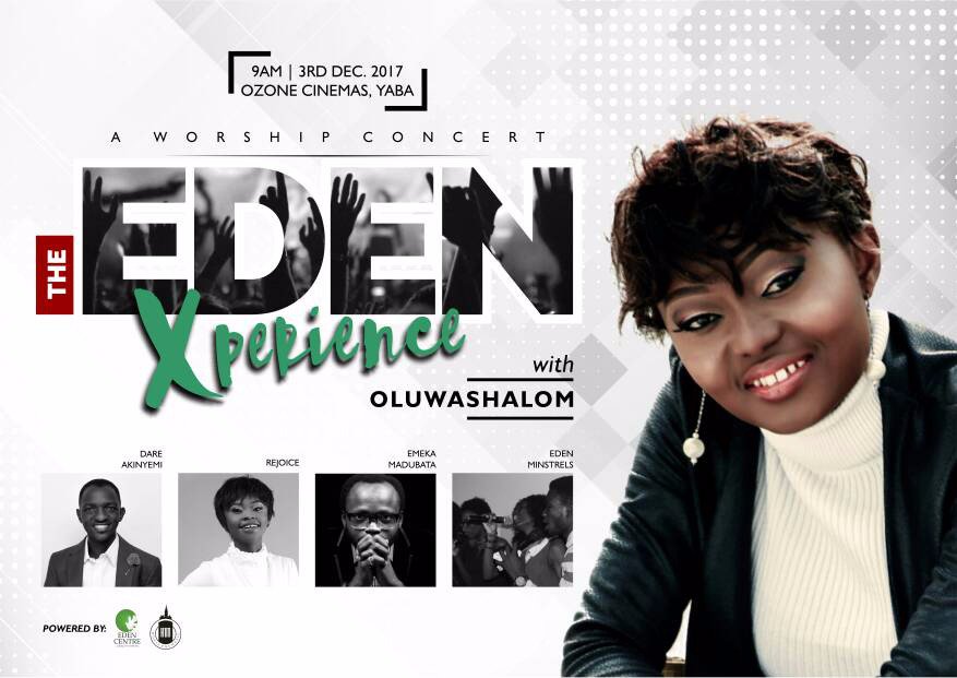iamsegunfunmi's tweet photo. Brace up for #EdenExperience with @oluwa_shalom @justifiedbg @rejoice_eweama @emadu69 @EdenCentreNG live at Ozone Cinemas, Yaba. 9am || 3rd Dec. 2017 https://t.co/nLLZbV2foB