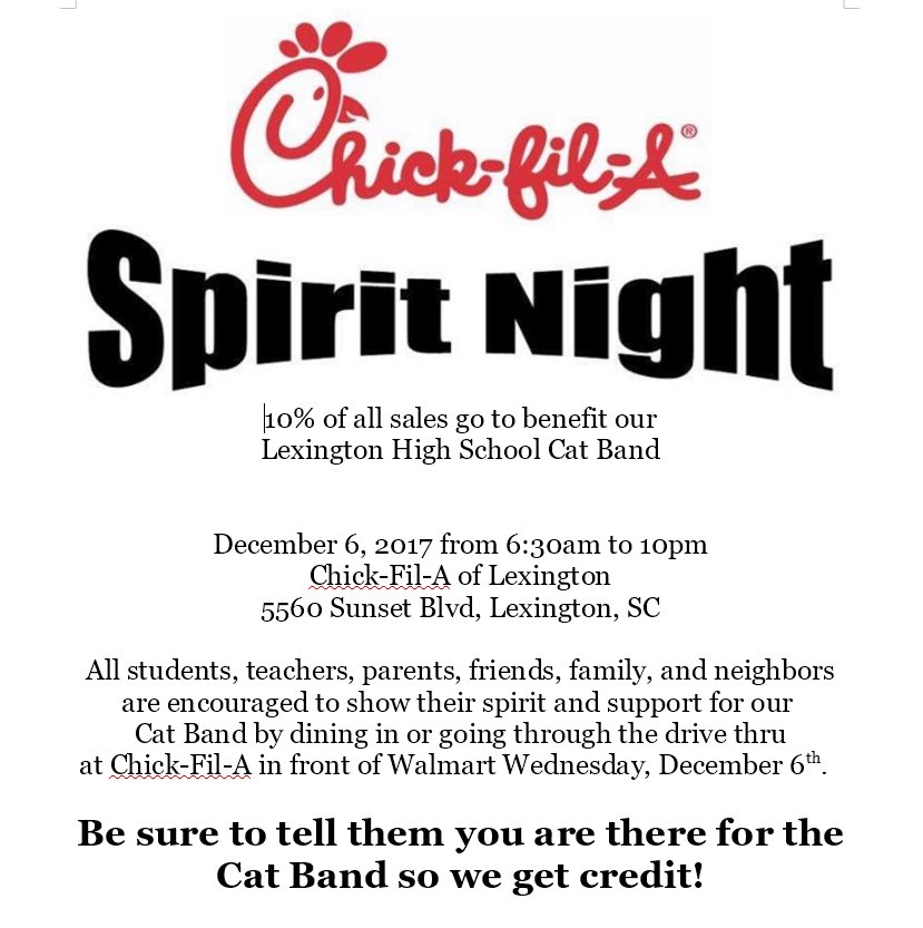 Come out on Dec. 6th anytime and let them know you are with the Cat Band, so the band gets credit. Thank you for your support!!!