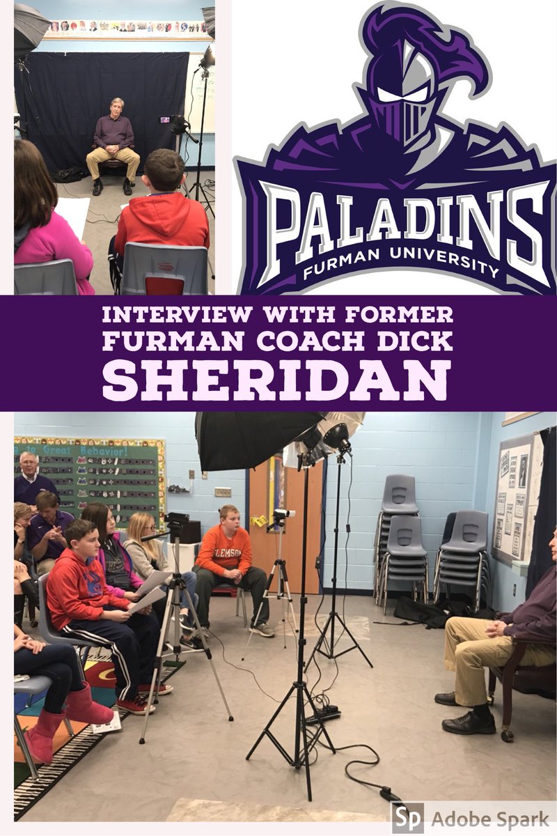 bdabsteach's tweet photo. Impressive interview with former @FurmanU @furmanpaladins @paladinfootball head coach Dick Sheridan at #Wrightelementary #asd2 #asd2rocks https://t.co/PPKOSJPBpT