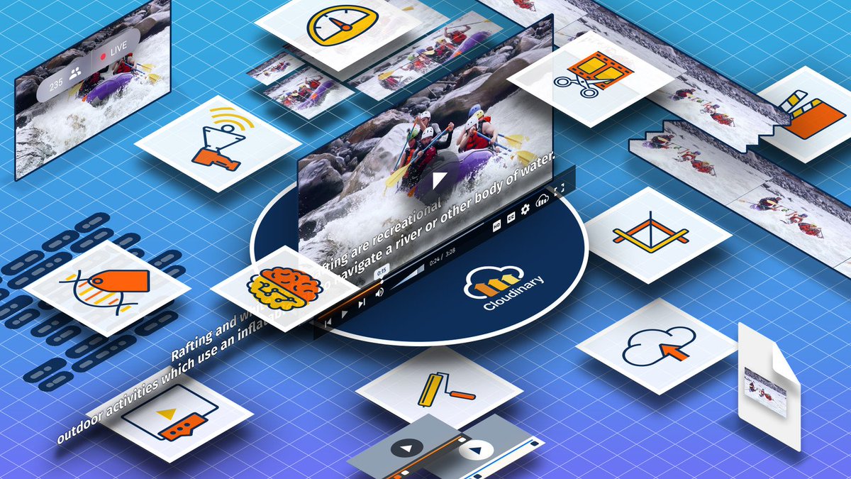 cloudinary's tweet photo. Introducing the complete #video solution for web and mobile developers. Simplifying video workflows while improving user experience. Real-time video transcoding, video player, live video streaming, tagging, transcript and more! #HTML5Video #EnterpriseVideo https://t.co/A1HCQfElj5 https://t.co/60CIKdMYKp