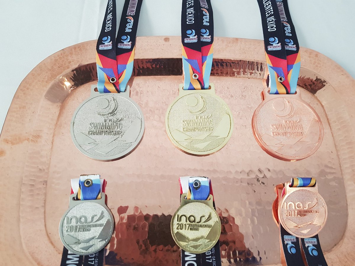 Check out the medals for the 2017 INAS Swimming Champs! More than 150 athletes will compete from tomorrow for this bling! #Aguascalientes2017