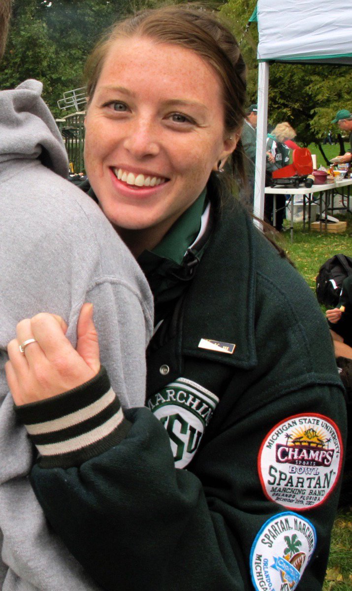 emmaspartan's tweet photo. @MSUMarchingBand @MSUScottW 💚Freshman Dress &amp; Sparty Watch; rehearsals &amp; parades; wins &amp; losses; in the Band, on Saturday Staff &amp; as a alum/fan; on campus &amp; beyond- my #SMBJacket has been w/me for so many Spartan Moments. I'm glad to help a future SMB member receive their jacket at no cost. #GivingGreenDay https://t.co/7X96EFJo6Y
