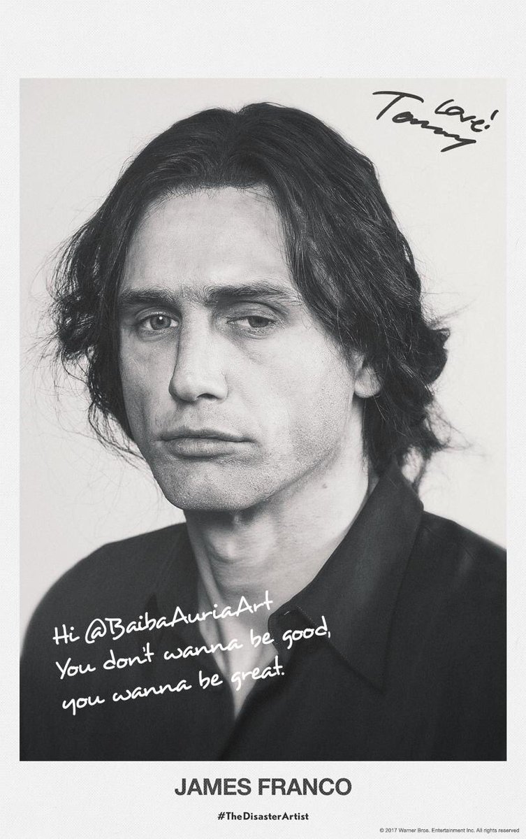 BaibaAuriaArt's tweet photo. Received this from Disaster Artist - it’s goin’ on my wall so I never forget to be great. 😎🤟🏻
#disasterartist #jamesfranco #tommywasseau #theroom #ohhimark #everybodywanttobestar https://t.co/CvNFMmdbam