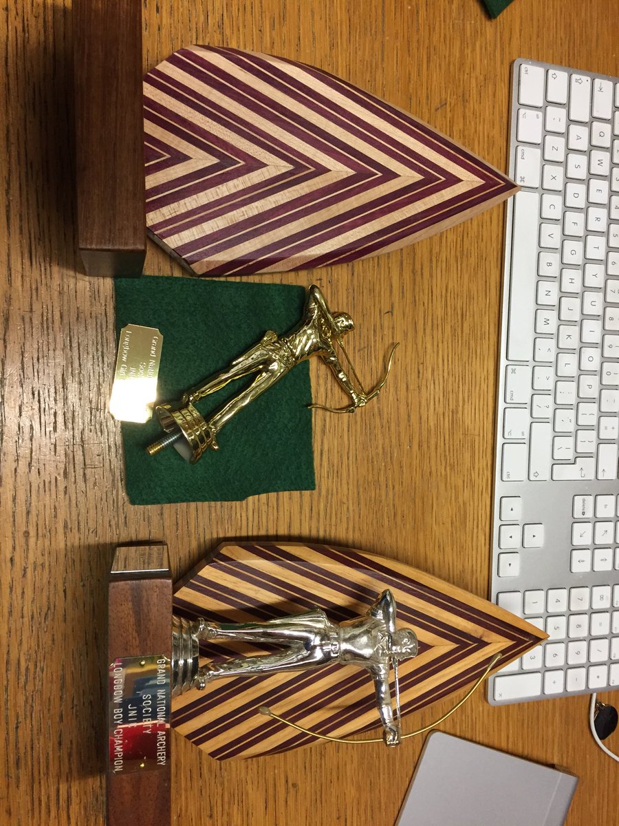 New trophy for the <a href="/archerygb/">Archery GB</a> JNIC girls longbow champion made.  Thanks to Colin Holmes for the woodwork.