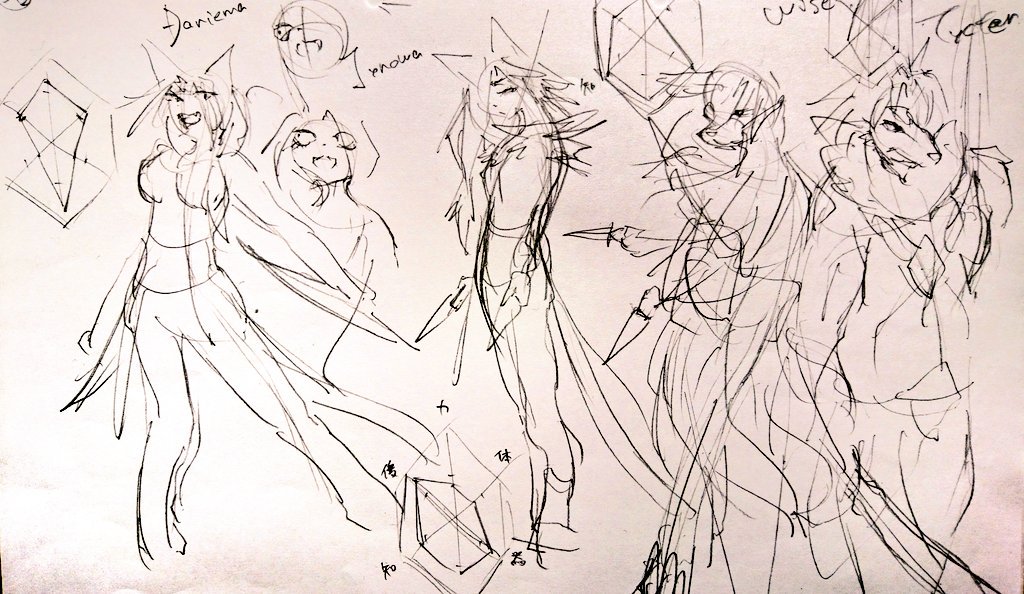 今回のイラスト本に入れられなかったキャラクターラフ案はこんな感じでした…(';ω;`)
そのうちイラスト本に起こしてあげなきゃですね…💧 