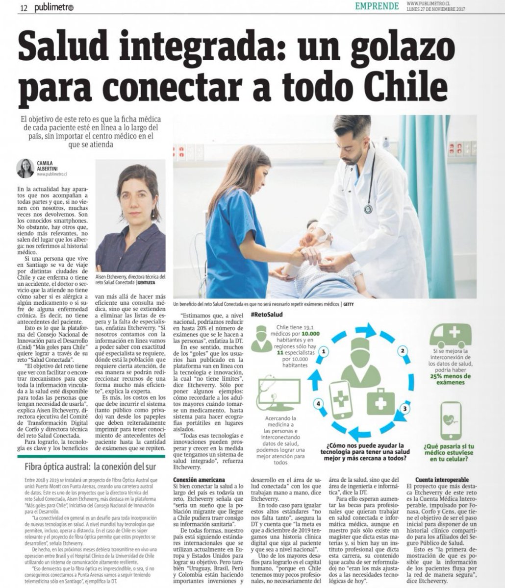 CENSChile's tweet photo. Salud Conectada y #CuentaInteroperable en entrevista de Aisén Etcheverry para diario Publimetro https://t.co/MltMEJY7If https://t.co/mcEu9qebwa