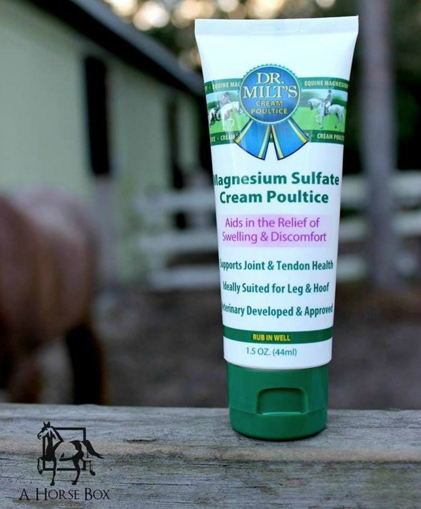 Dr. Milt's Magnesium Sulfate is a tack box must-have! This amazing product will soothe your horse’s aches, pains, and swelling without the mess of clay poultices. #horses #equestrians