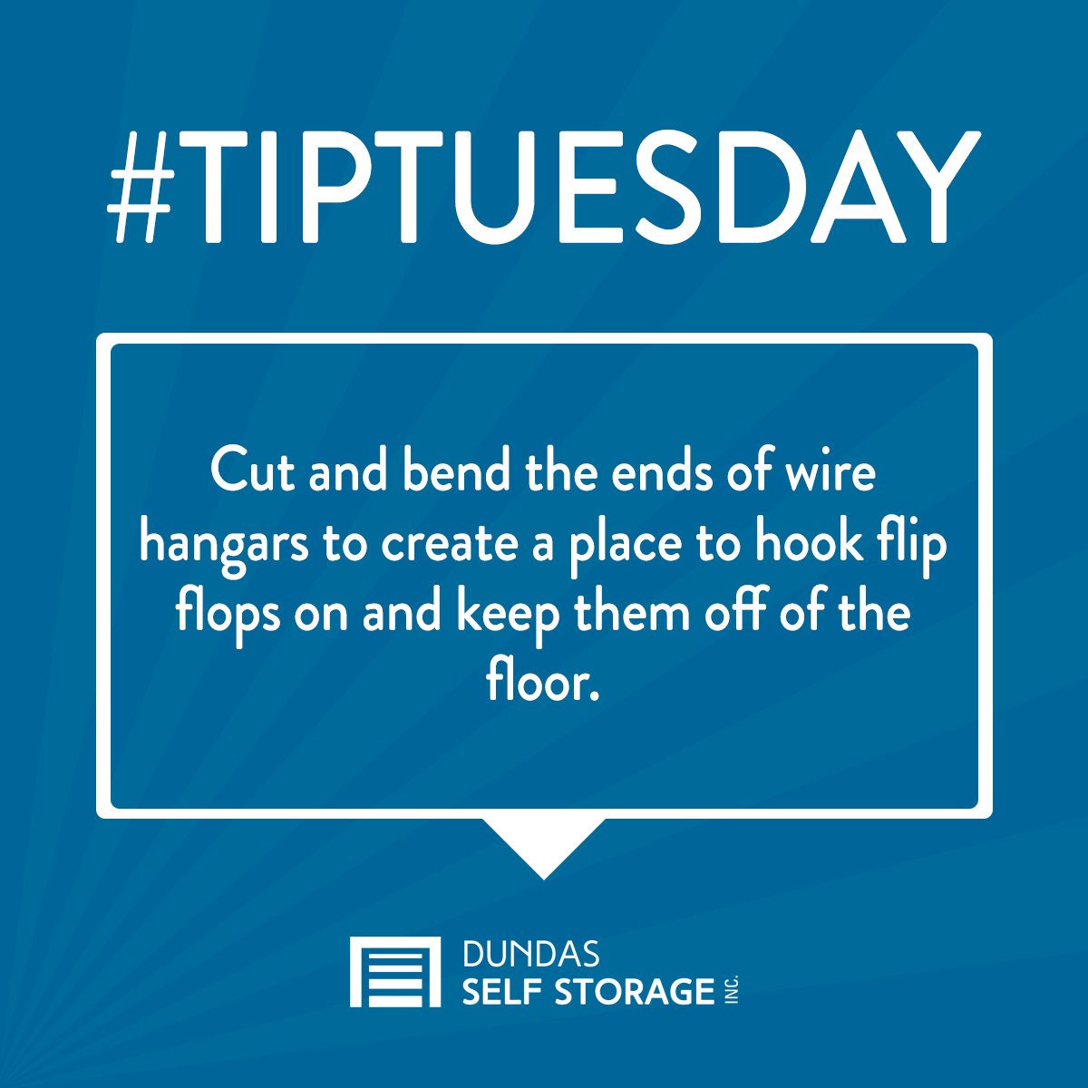 dundasstorage's tweet photo. Form your extra metal wire hangars into hooks, and hang hoes off of them in the off-season! #TipTuesday https://t.co/b4Nph57m9R