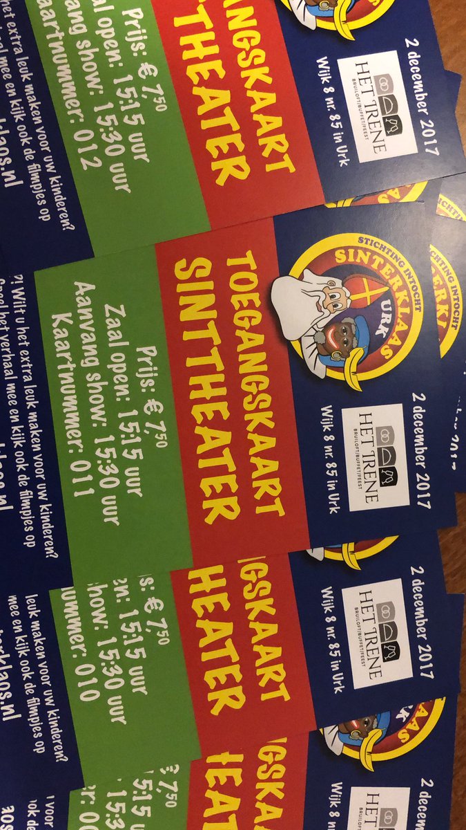 Intertoysurk's tweet photo. We hebben nog kaarten voor het sint theater van de @Suunterklaos  let wel op op=op slechts €7,50 per kaart of 1 kaart voor een vol @oudurk1 zegelboekje RT is fijn https://t.co/1JxUPOhnaB