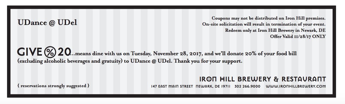 UDance's tweet photo. Today’s #FTKTuesday is at Iron Hill Brewery ALL DAY, take out or dining in. Please bring a hard copy of this voucher! https://t.co/2bzS7TBgVd