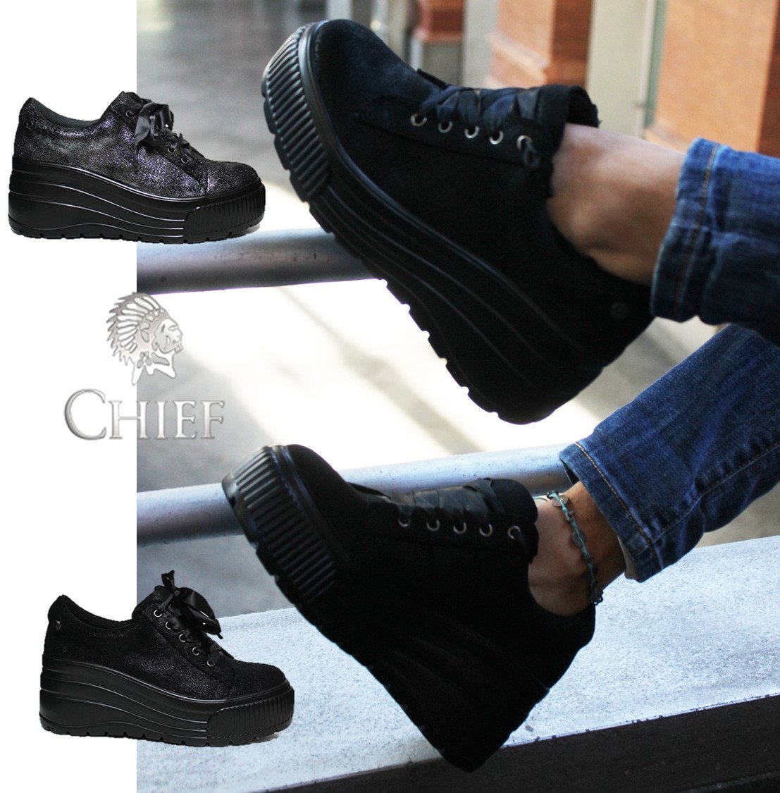 chiefsmadrid's tweet photo. Sneakers con plataforma de la marca XTI en negro y plomo! #chief #invierno2017 #xti #xtishoes #instashoes #tendencias #alamoda #melopido https://t.co/ru520JvcVh