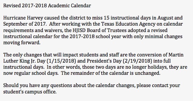 Hardin-Jefferson ISD on X: "Info on our revised 2017-2018 Academic Calendar  @HJISD @HJHSHawks @HjhmsMiddle @HJathletics https://t.co/IefSUOrS7l" / X