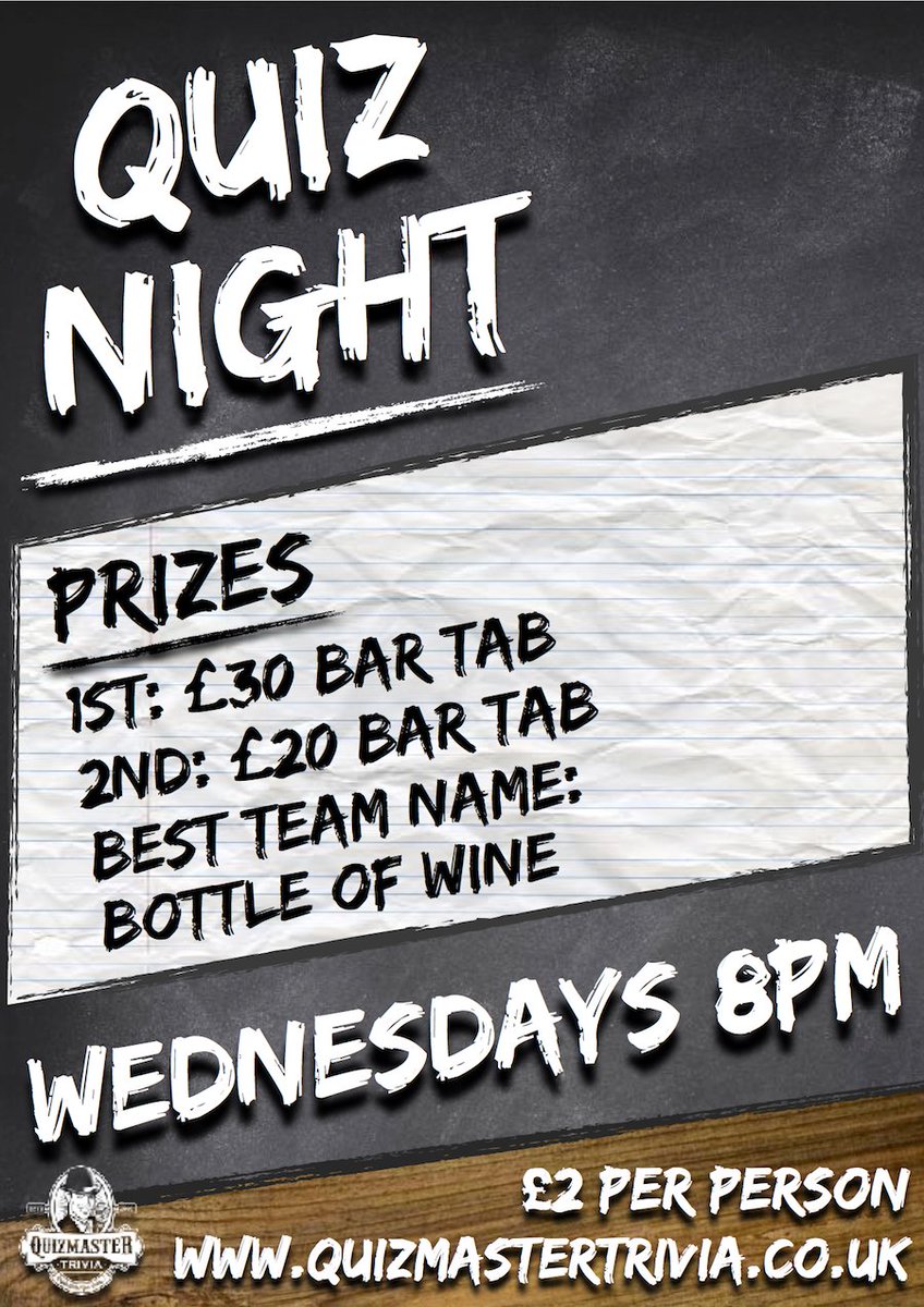 Quizmaster_UK's tweet photo. Join us for our penultimate quiz of the year at @GardenersThe tonight at 8:00pm. Win bar tabs + wine! https://t.co/o1QPXhX6en