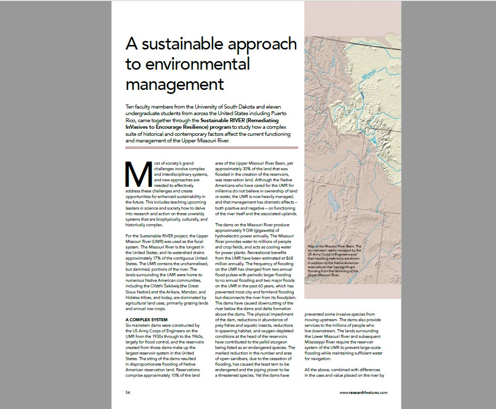 We're happy to announce that our article about the #sustainableRIVER project was published in <a href="/ResearchFeature/">Research Features</a>! It's titled, "A sustainable approach to environmental management". Click here to read it: tinyurl.com/sustainableRF 

@wesnerlab <a href="/EcologyProf/">Dr. Kerby</a>