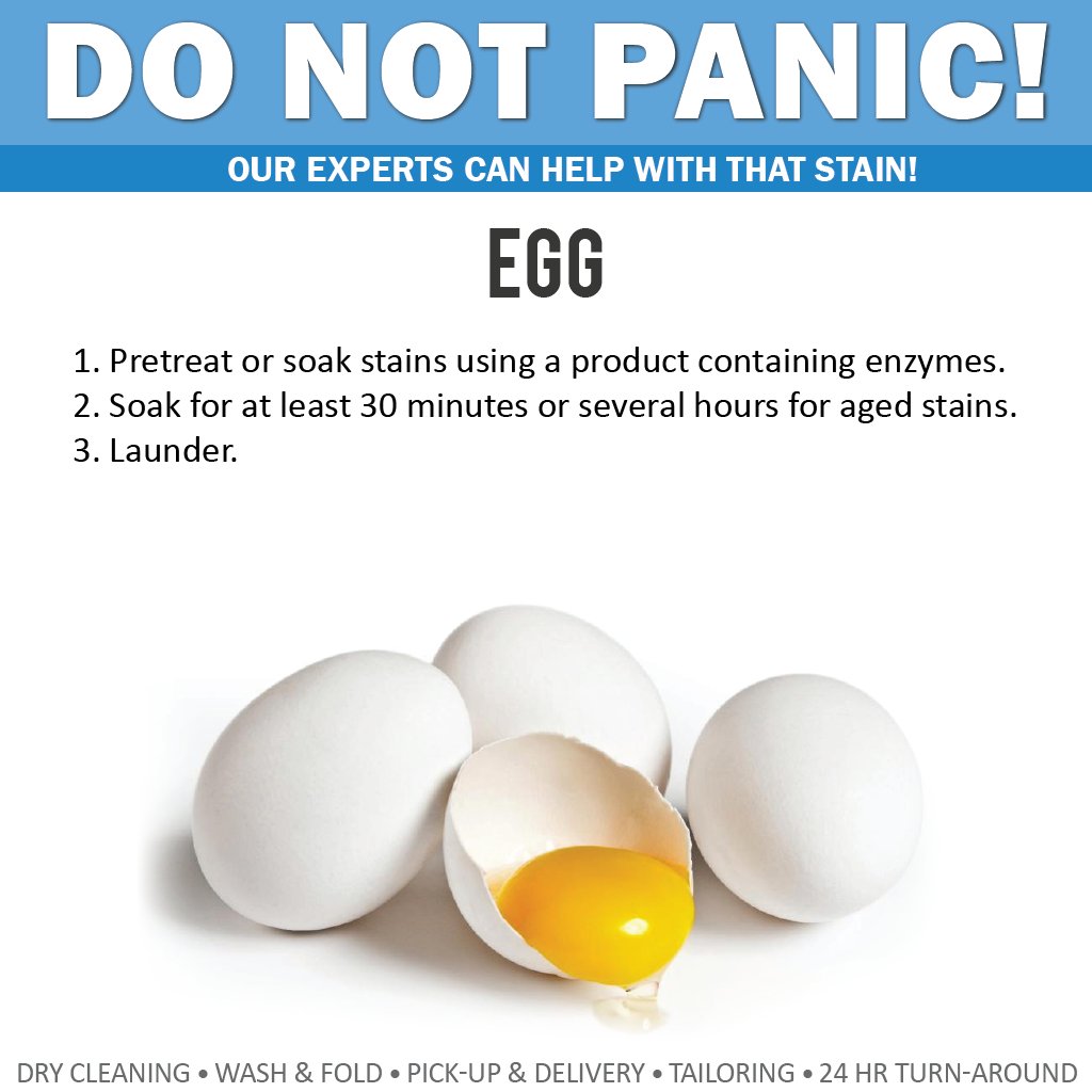 WashClubNYC's tweet photo. #stain #experts tip to remove #egg from your #clothing. Or use our convenient #pickup and #delivery for #laundry and #drycleaning. https://t.co/6aS4SaeMOq