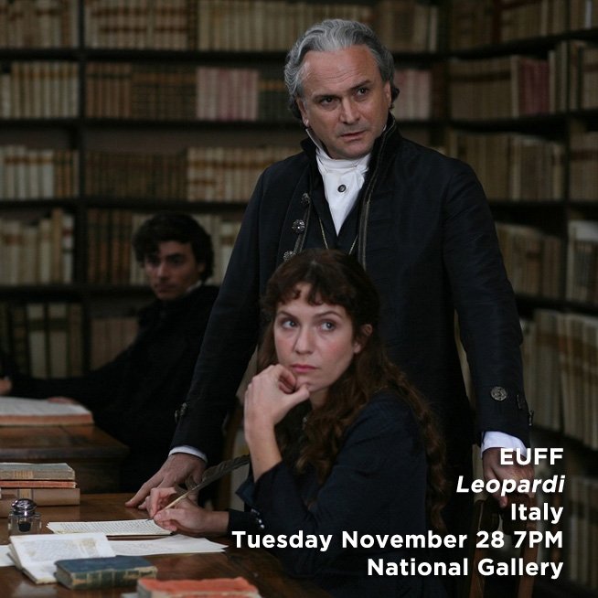 Canadian_Film's tweet photo. Historical drama enthusiasts, you won’t want to miss tonight’s #EUFF32 screening LEOPARDI, which explores the life of Italian poet and philosopher Giacomo Leopardi. Need a ticket? Buy them online (https://t.co/EXPhn7FYAZ) or at the door starting at 6:30PM. See you @NatGalleryCan! https://t.co/AvEBWOCNLV