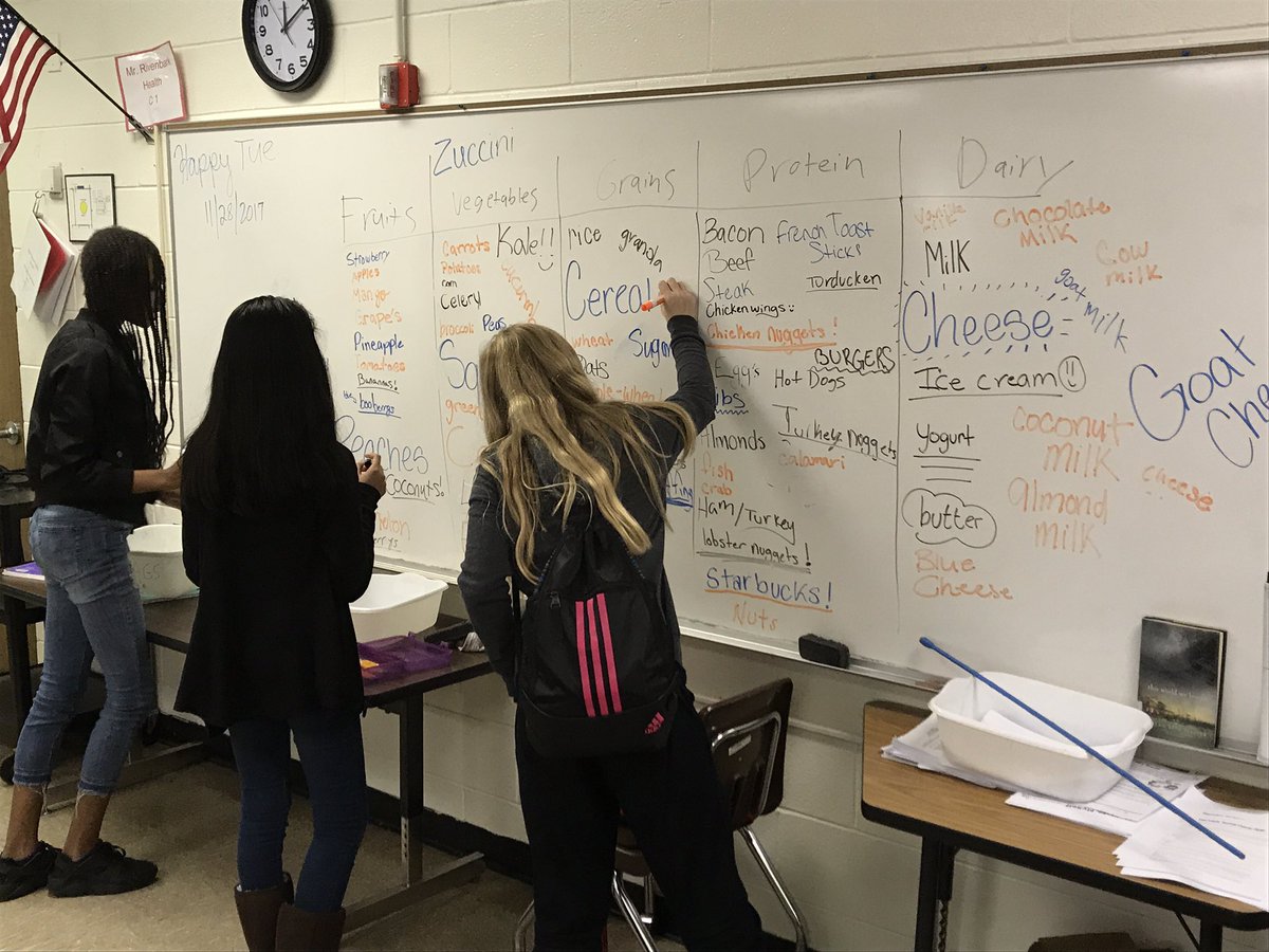 HealthandFishn's tweet photo. The girls doing a great job filling up the board with foods from each food group. Now let's see what kind of healthy meals they can make with all the different choices. #traskmiddle #healthybears https://t.co/hHJofTt1Dj