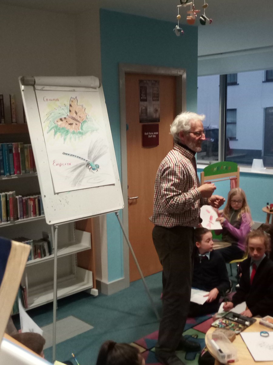 BawnmoreNS's tweet photo. 5th and 6th Class pupils saw their Climate Change artwork on display in Tuam Library! They are now enjoying a drawing workshop with famous illustrator Gordon D'Arcy! https://t.co/4aTmqVKBVs