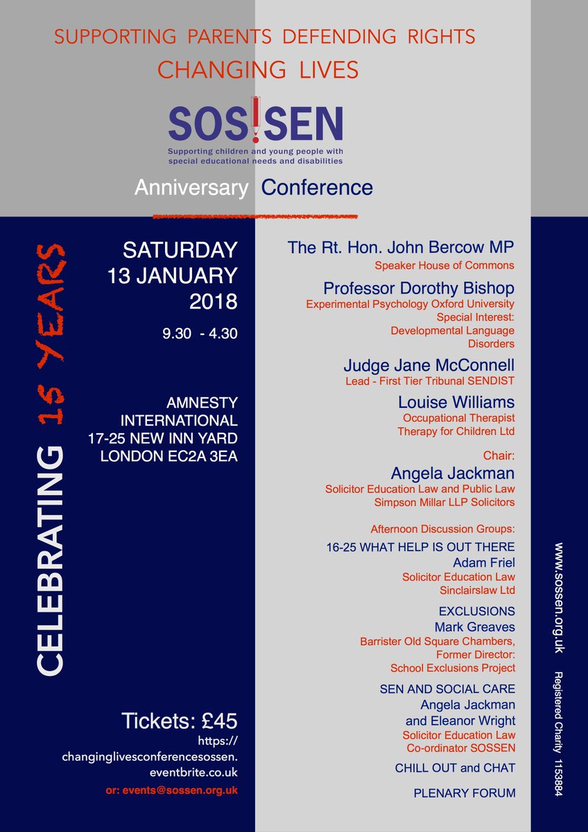 sos_sen's tweet image. So proud to be celebrating our 15th Anniversary.  Book now for the Changing Lives Conference on 13 January 2018.
…ivesconferencesossen.eventbrite.co.uk