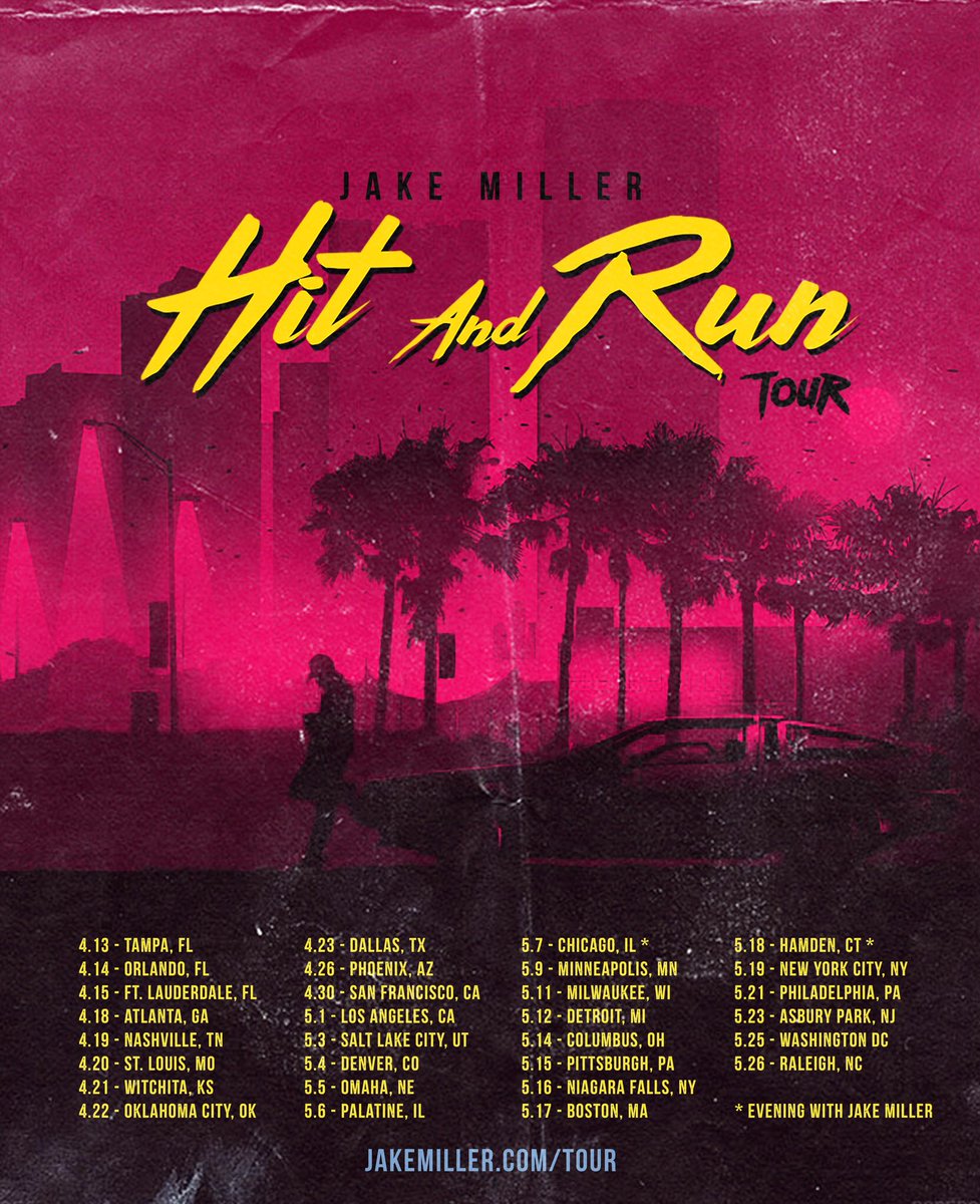 JakeMillerITA's tweet photo. Jake ha annunciato un nuovo tour negli US!! #HitAndRunTour https://t.co/j2tViDJak6