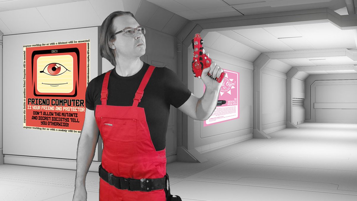 SSkorkowsky's tweet photo. I'm happy to announce that Friend Computer has approved my promotion to Red Level Troubleshooter. Traitors and Mutants beware.
#Paranoia #RPG #TheComputerIsYourFriend https://t.co/AKP0IbdNx6