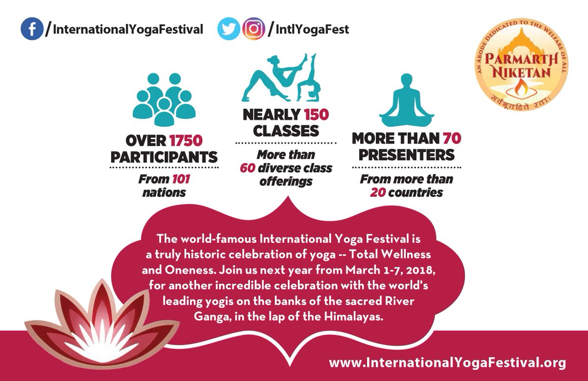 NATURACABANA's tweet photo. Join us at the 🌸@IntlYogaFest on the banks of Ganga, in the lap of the Himalayas with revered Saints, Yogis and global Yoga Teachers. #IYF2018 #TravelTuesday #GivingTuesday #Yoga
➡️REGISTER: https://t.co/v7l8p291cW⬅️ https://t.co/fnyW3LBJWU
