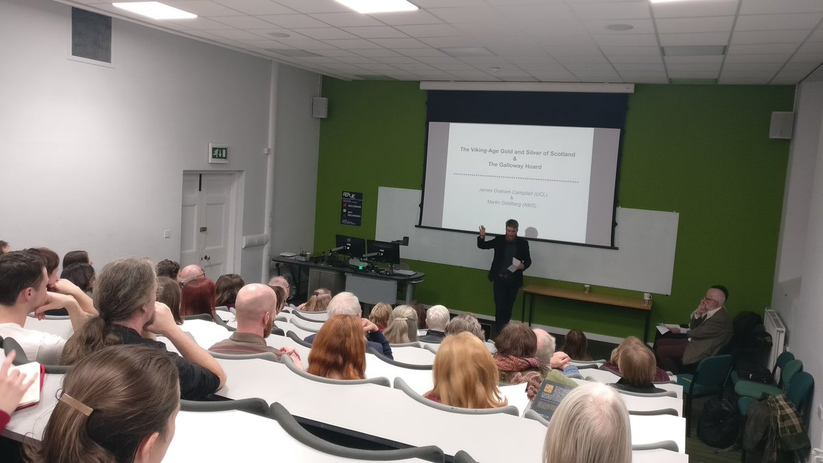 NordicEdinburgh's tweet photo. Great to be joined this evening by James Graham-Campbell (@UCLarchaeology ) and Martin Goldberg (@NtlMuseumsScot ) for a talk about the Galloway hoard as part of a joint event with the Centre for Medieval and Renaissance Studies. Full house of around 70 people here! https://t.co/Q9TEgdyL2l