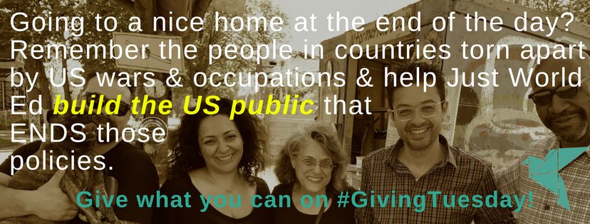 JustWorldEd's tweet image. Join us to #EngageAndInform the US public. Your contribution will enable us to organize programs in 2018 like &quot;Connecting Militarism and Environmental Harm on Earth Day.” bit.ly/FB-JWE