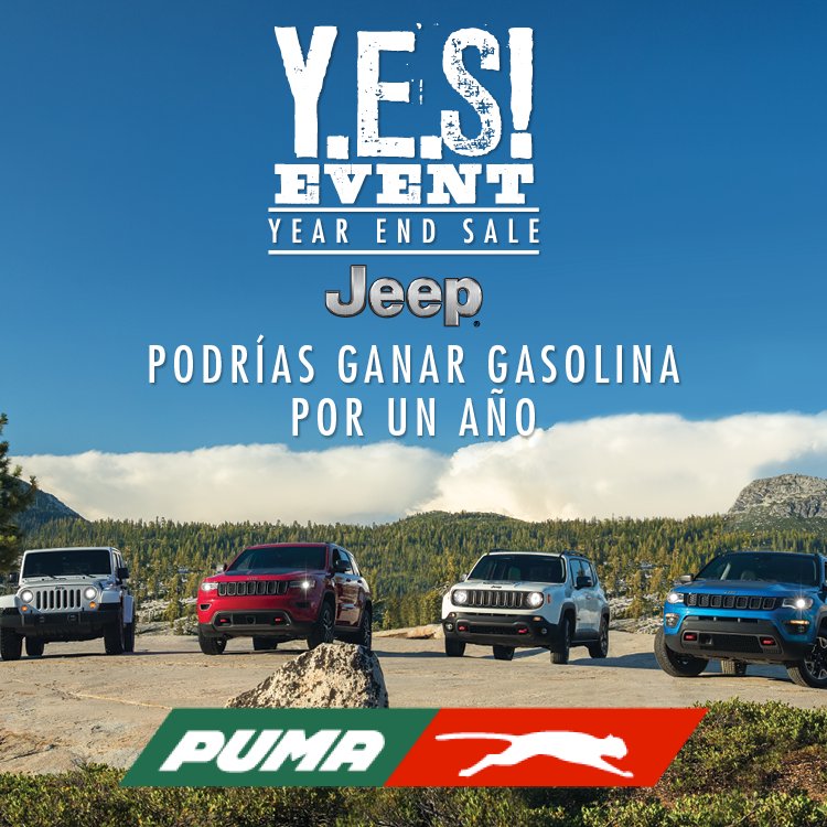 jeeppr's tweet photo. ¡Otra razón para que aproveches nuestro Y.E.S Event! Podrías ganar gasolina gratis por un año. #YESEvent https://t.co/PlDLYgMqty