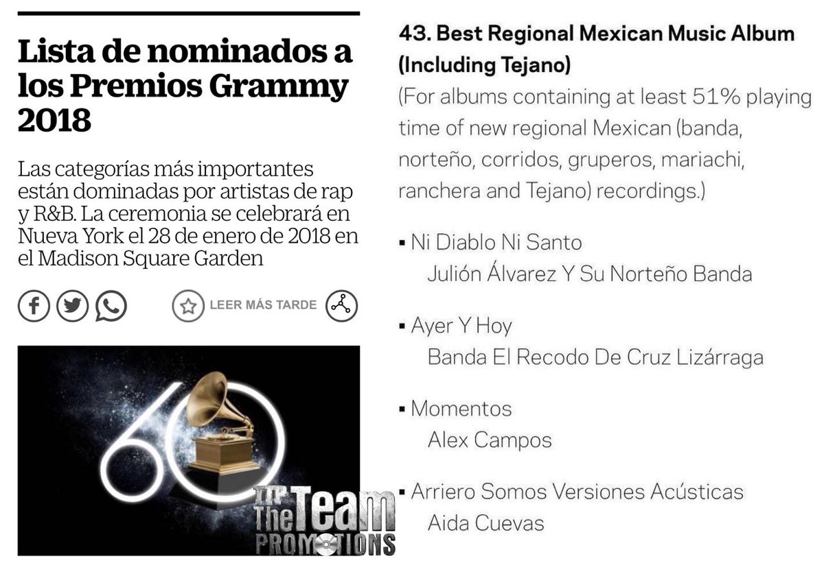 Marzzind's tweet photo. Felicidades A Julion Alvarez Y Su Norteño Banda Por La Nominación Al #Grammy Como #MejorDisco De Música Mexicana #NiDiabloNiSanto @julionalvarez @lupitaavargas https://t.co/L4OXas6rDg