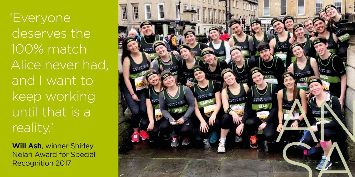 The Group Fundraiser of the Year is Team Alice, who have been unstoppable in their efforts to raise money in memory of Alice Byron, including <a href="/wtwwWill/">Will Ash</a> who won our final #ANSAs award of the day - the Shirley Nolan Award for Special Recognition