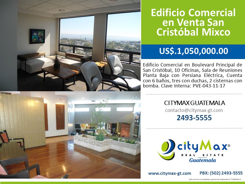citymaxguate's tweet photo. CITYMAX Vende Oficina Comercial cercano al boulevard principal de San Cristobal, llamanos al 📲 +502-2493-5555 o visita 👉 https://t.co/DEXIlhjOVE
#EdificioEnVenta #VentadeEdificio #Mixco #SanCristobal #BienesRaices #guatemala #cityMax @Isaaa_BZ @Armando_GJ17 @CityMaxMix https://t.co/4xmHDQ1wuc