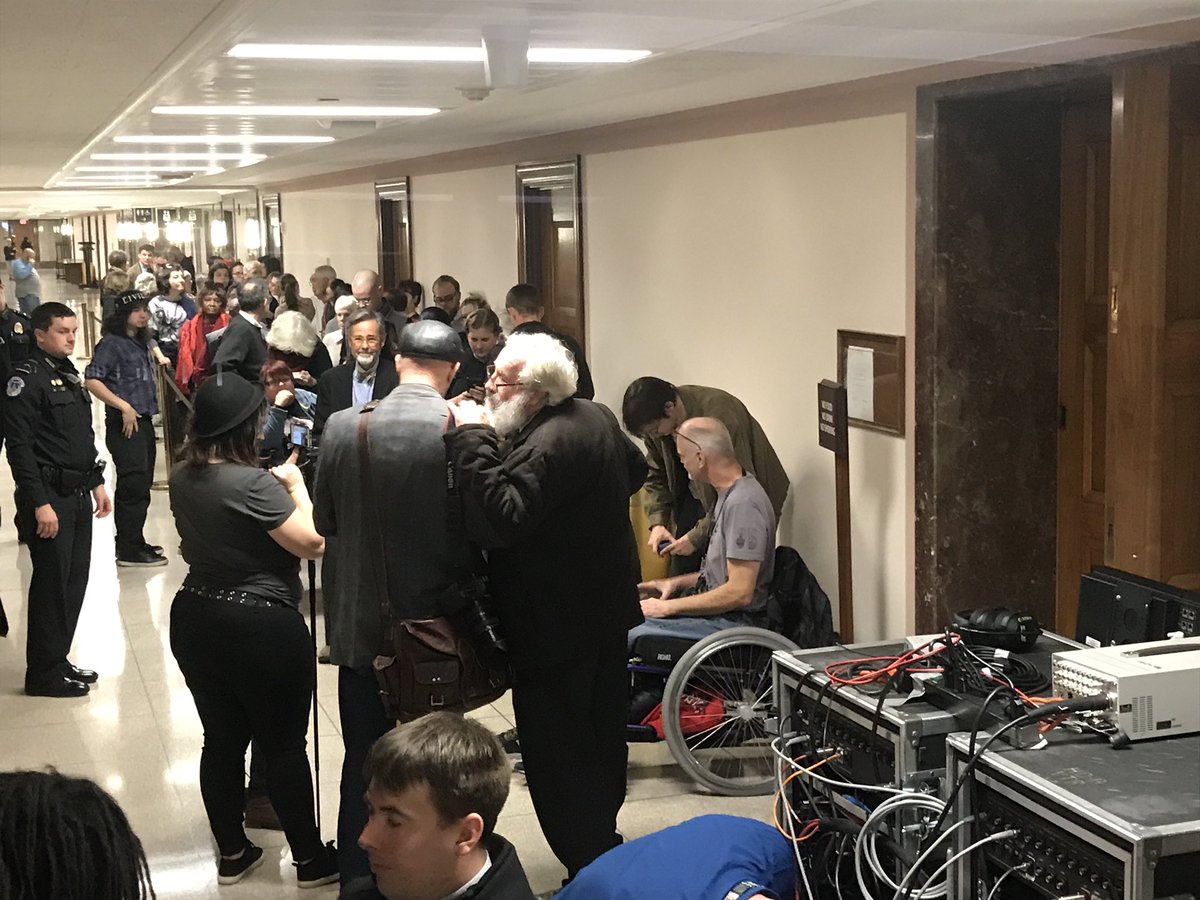 Senate Budget Committee meets at 2:30.  More than 100 lined up hours early, almost all of them protesters. Going to do a live report to Facebook.com/TYTInvestigates <a href="/tytinvestigates/">TYT Investigates</a> <a href="/TheYoungTurks/">The Young Turks</a> <a href="/ryangrim/">Ryan Grim</a>