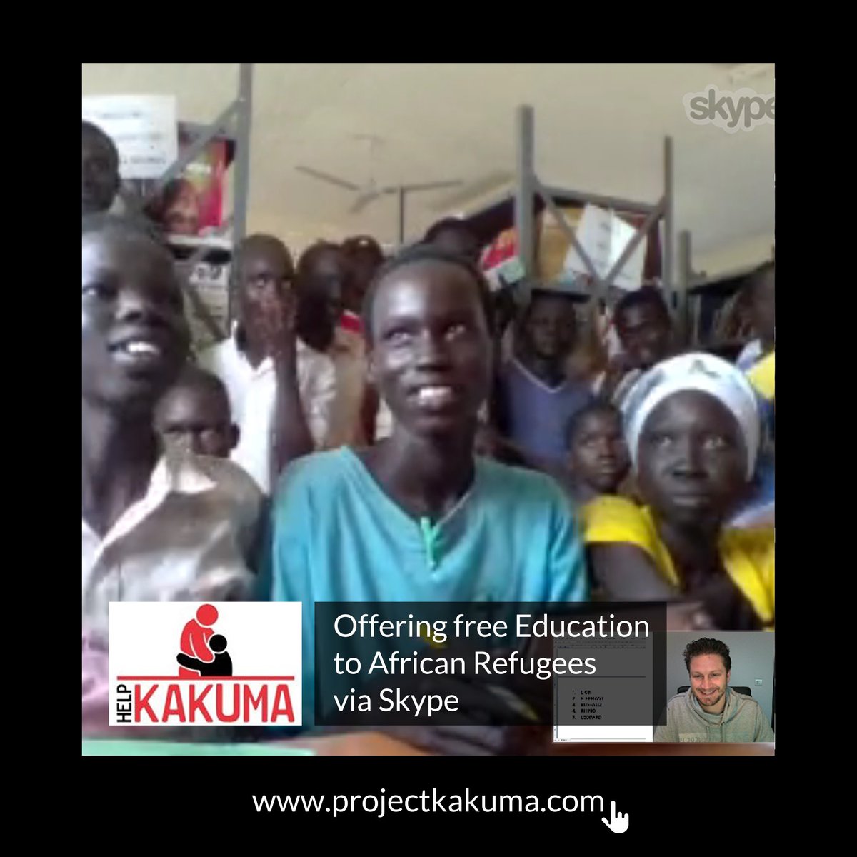 #Education is a human right. For every RT I will donate $1 to the Kakuma Project so educators across 6 continents can offer free education to African refugees via #Skype. projectkakuma.com. #SkypeaThon 
Please RT.