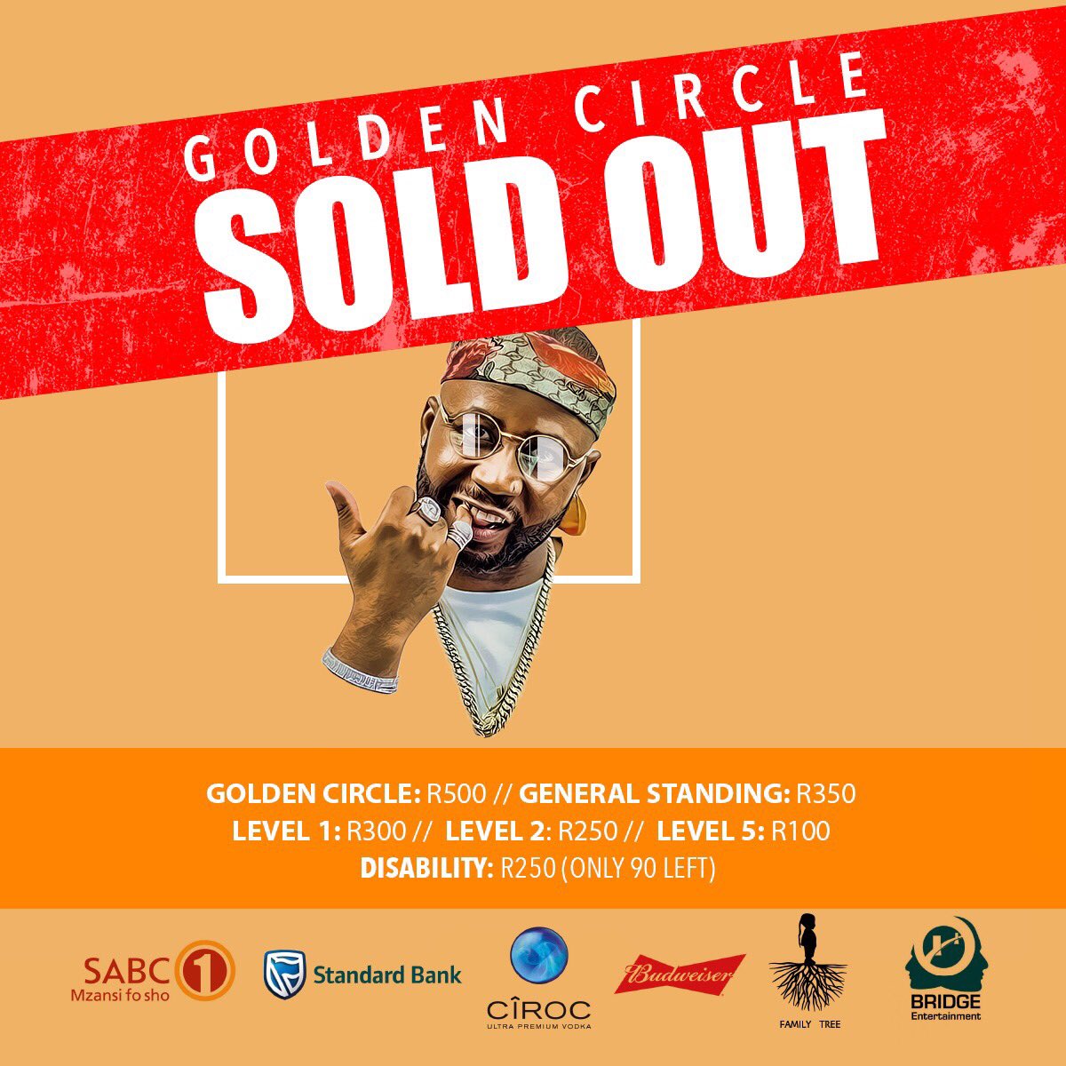 casspernyovest's tweet photo. Golden circle SOLD OUT!!!! Golden circle SOLD OUT!!!! Golden circle SOLD OUT!!!! Golden circle SOLD OUT!!!!  Oh baby!!!! Golden circle SOLD OUT!!!! Your support is amazing !!! Now let's sell out the rest of the stadium!!! We are about to #FillUpFNBStadium https://t.co/F4jzhqiZVy