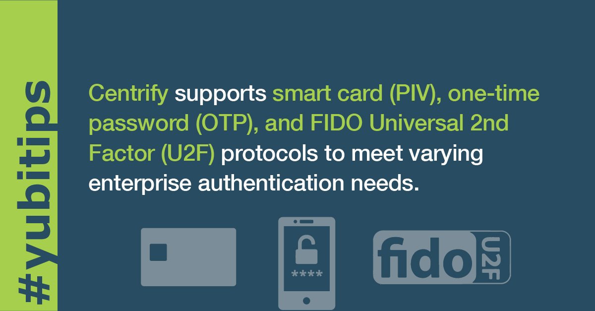 Yubico's tweet photo. The #security options are endless for Yubico + @Centrify customers! Login your way with one, multi-protocol #YubiKey. https://t.co/nEjZTKQe0Z #CentrifySecure https://t.co/2KKrbl822i