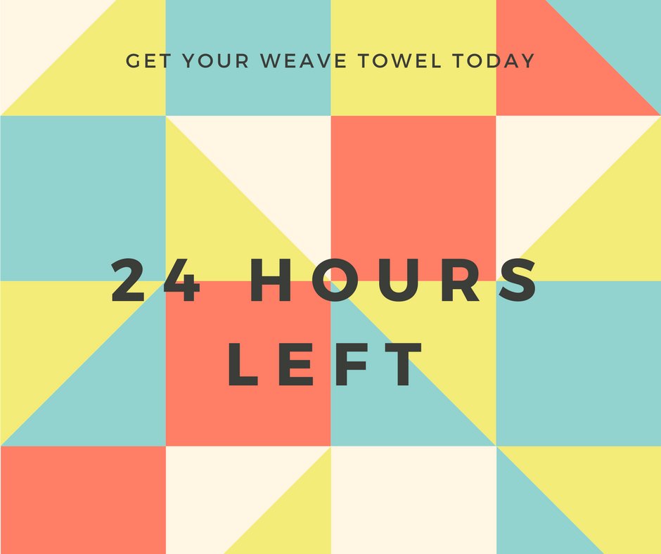 WeaveTextile's tweet photo. Only 24 hours left to get your hands on Weave towels! 🛀 😍https://t.co/cHTZfZOdvt https://t.co/4MAtieoSdQ