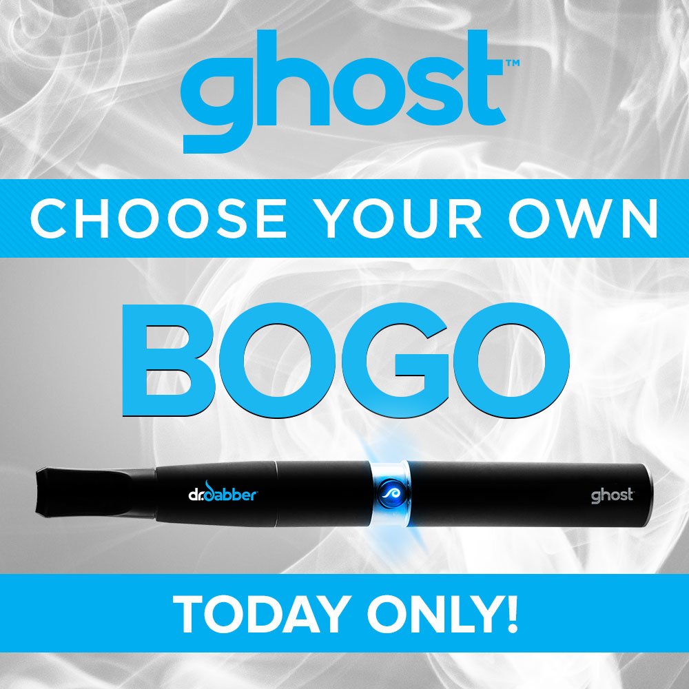 DrDabber's tweet photo. TODAY ONLY, buy a #DrDabber #Ghost and receive another Ghost or #BudderCutter for #FREE! #BOGO #Vaporizer #Vape https://t.co/XMrt4r3y7P https://t.co/lYDOuLdfiP