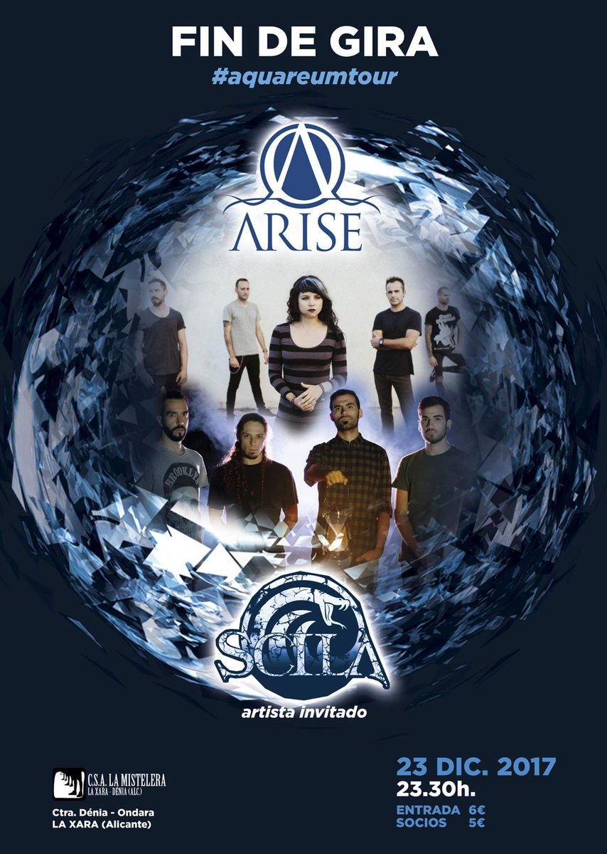 ✖ FIN DE GIRA EN DÉNIA! ✖ Arisers, nos alegra y nos entristece a la vez anunciar que el sábado 23 de Diciembre daremos nuestro último concierto en Dénia hasta nuevo disco. Nos acompañarán nuestros amigos de <a href="/ScilaBand/">Scila</a>. Marca el día en tu calendario, será memorable. 🤘