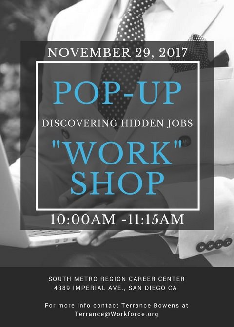 TerranceJayB's tweet photo. Join me tomorrow for the Pop-Up "work" shop on Discovering #HiddenJobs. Ill be #talking about why jobs seem #hidden and the #Best Strategies to find them. @MtrCareerCenter  will be hosting this quick 75 min session. https://t.co/LYtutsRgfy