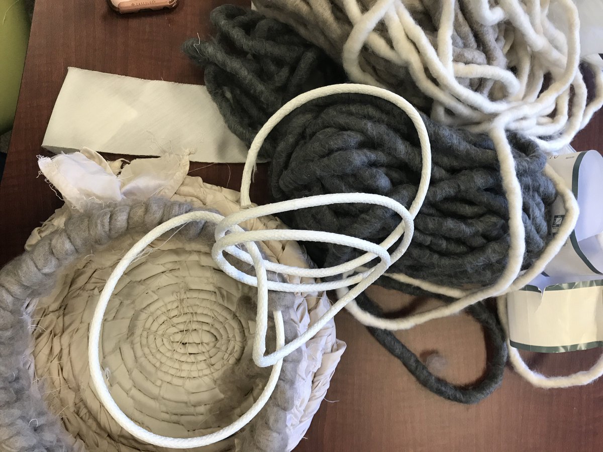 KStateArtDept's tweet photo. Fiber art students work on basket weaving, experimenting with different textures and ways of containment. #KState #artdept #fiberart #ART300 #basketweaving #art #texture https://t.co/8e5up9pJKb