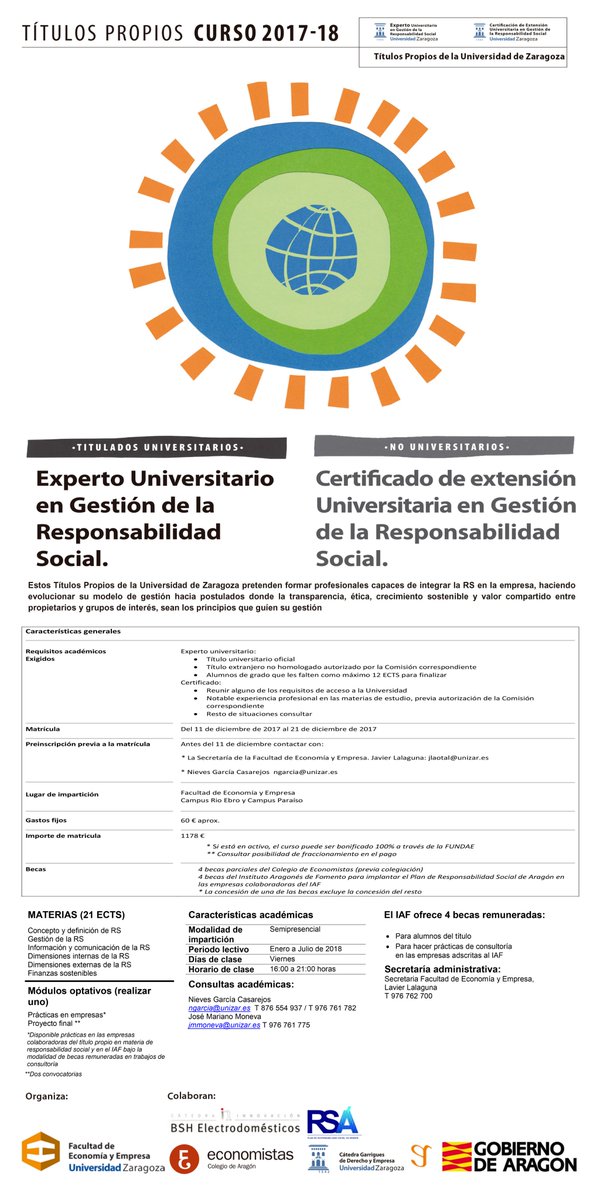 ngarciacasarejo's tweet photo. Abierta #inscripción para la nueva edición del Título de #Experto en Gestión de la #RS #RSE #RSC
🗓️ Enero-Julio 2018
📍 Facultad de Economía y Empresa (@FECEM_unizar)
🕛 Semipresencial
➡️Inscríbete  goo.gl./6pTrvF   @Inaempleo @PEIGganadera
@gestamp
https://t.co/iXisXNZbnj