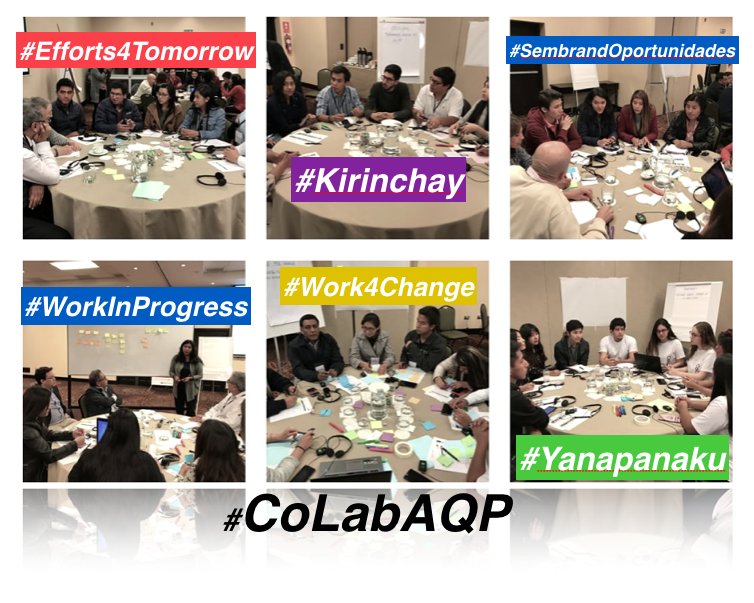 CoLabPeru's tweet photo. Final Presentations Tonight! -> 6 teams -> 6 Systems-Centred-Design Projects #CoLabAQP @SFUBeedie @UCSP
#Efforts4Tomorrow
#Work4Change
#WorkInProgress
#Kirinchay
#SembrandOportunidades
#Yanapanaku https://t.co/ck7vbMR7j1
