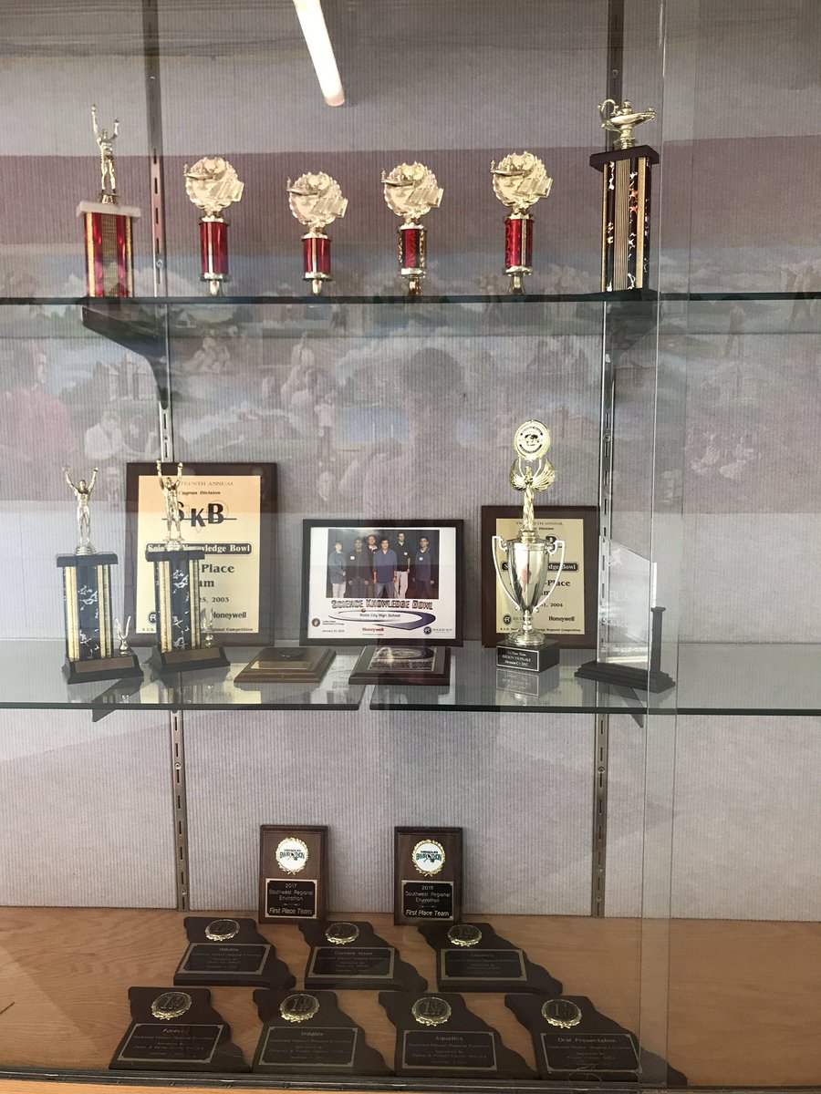 science_wchs's tweet photo. Tyler and Claire did a great job setting up our past science competition trophies in the case. https://t.co/hAECzOPVPR