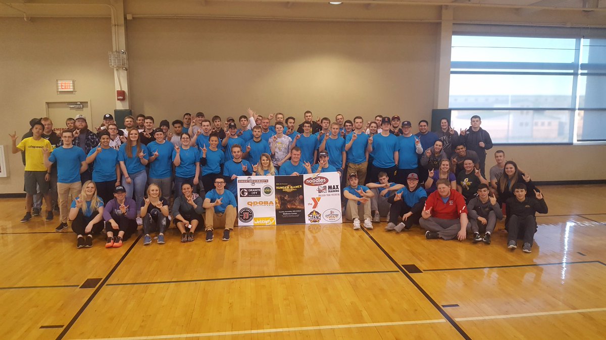 NDSUHNES's tweet photo. NDSU Sports Management students practiced their giving today at the NDSU Wellness Center by hosting a Hunger Games Dodgeball event. All participants brought 1 canned good to donate to the Great Plains Food Bank.  Please consider giving to https://t.co/vNbLp6ErmR . #Give2NDSU https://t.co/HZZcArVjzl