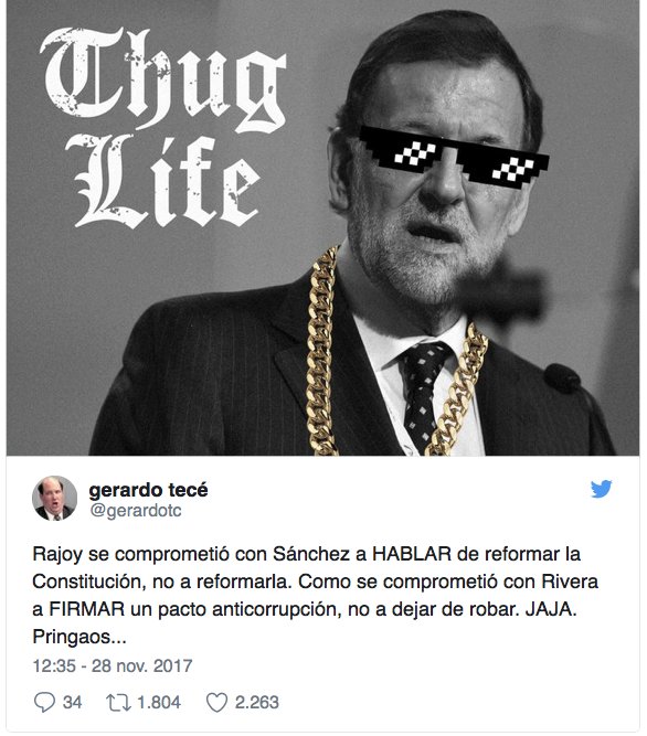 Tremending's tweet photo. TREMENDING TOPIC | 
"Dice Rajoy que está totalmente abierto a hablar de reformar la Constitución, que lo que no está dispuesto es a reformarla" @norcoreano
https://t.co/jg8tuaUHrR https://t.co/r4gawf9SRg