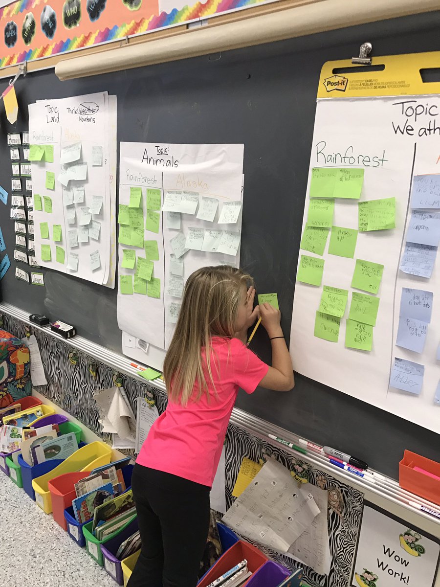 MsMorrell1's tweet photo. Comparing and contrasting Alaska and the rainforest using anchor charts and post its. https://t.co/jPmvQiWC5e