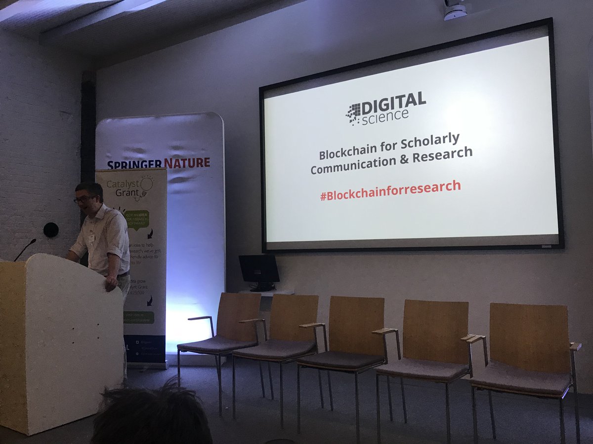 manuscript's tweet image. Kicking things off here at the @digitalsci #blockchainforresearch event is our own @jontreadway.