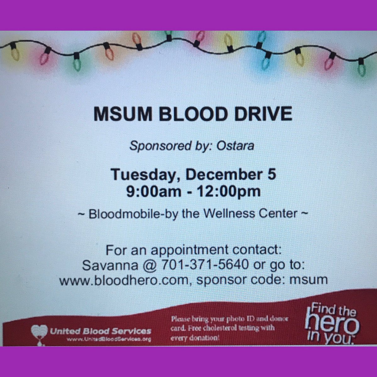 WellnessEds's tweet photo. Tuesday, December 5th ~ 9 am to 12 pm. Bloodmobile by the Wellness Center. I would say that donating your lifesaving blood is a great gift for this beautiful holiday season! 💉🎁 Set up appointments with the information in the pictures! https://t.co/2iAaiLrUdm