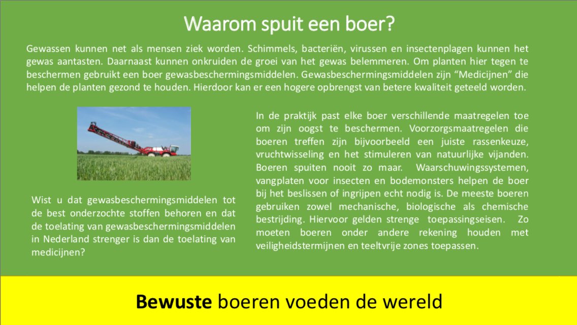 Na alle commotie over #glyfosaat en #neonicotinoïden afgelopen periode, hier een uitleg waarom boeren spuiten.